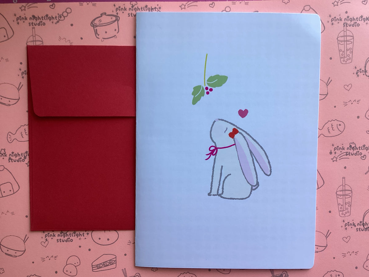 Christmas Card Bonnie Under a Mistletoe Blank Greeting Holiday Card, Pack of 5