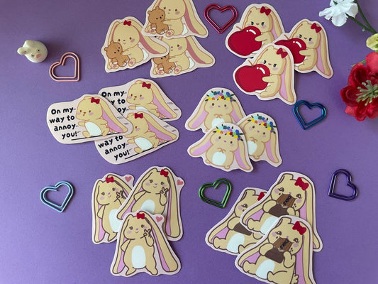Bonnie Mini Sticker Flakes Set β Hand-Drawn & Laminated (18-Piece Pack) - Pink Nightlight Studio