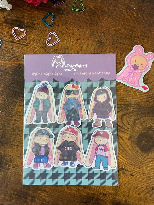 Bonnie "Straight Outta Cali" Holographic Sticker Pack - Pink Nightlight Studio