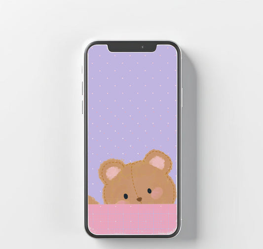 Bonnie’s Brown Teddy Bear digital wallpaper for mobile & desktop - Pink Nightlight Studio