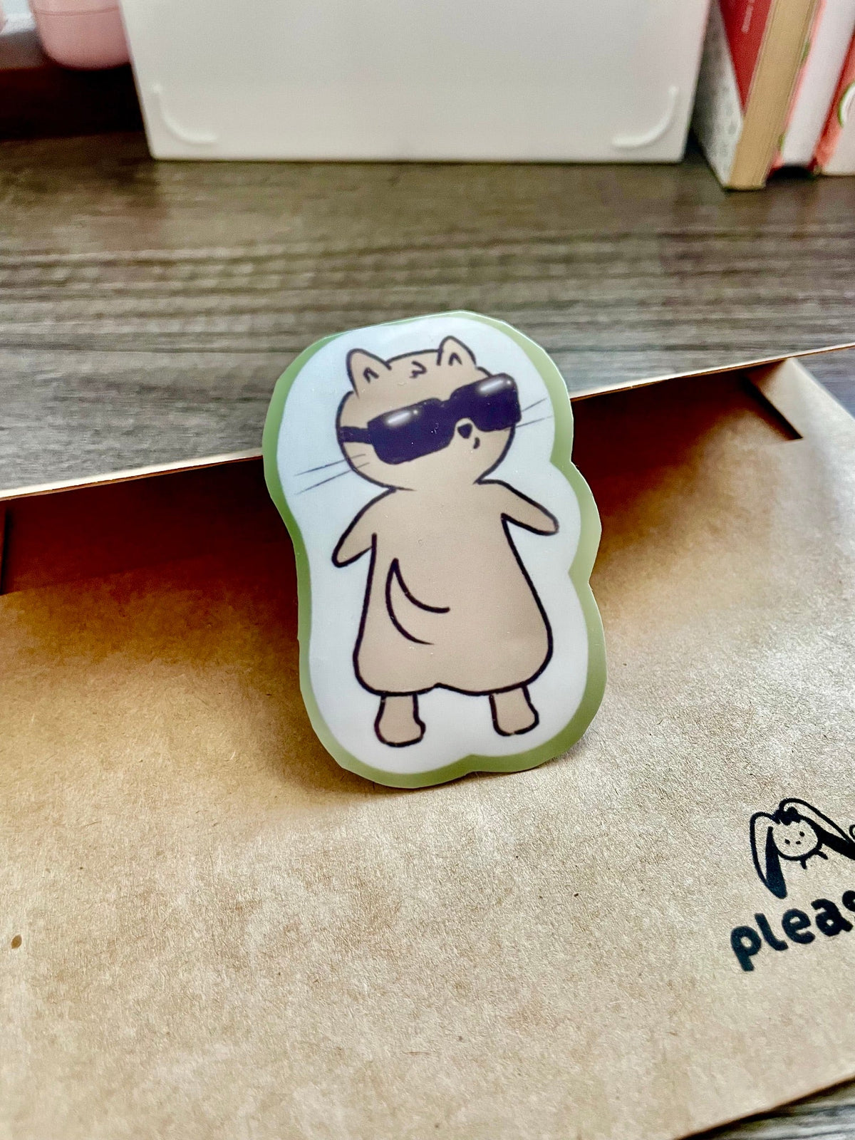 Cool Cat "Ishi Neko" Vinyl Sticker - Pink Nightlight Studio