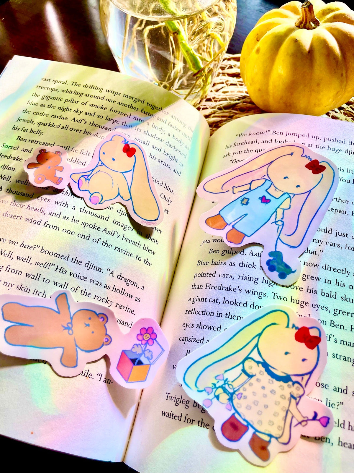 Vintage Bonnie Sticker Pack | Hand-Illustrated Laminated Vinyl Decals (4-Piece Set) - Pink Nightlight Studio