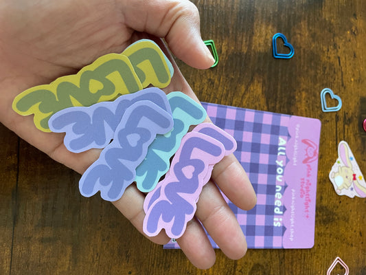 Retro Pastel "Love" Matte Glitter Vinyl Sticker Pack (8-Piece Set)