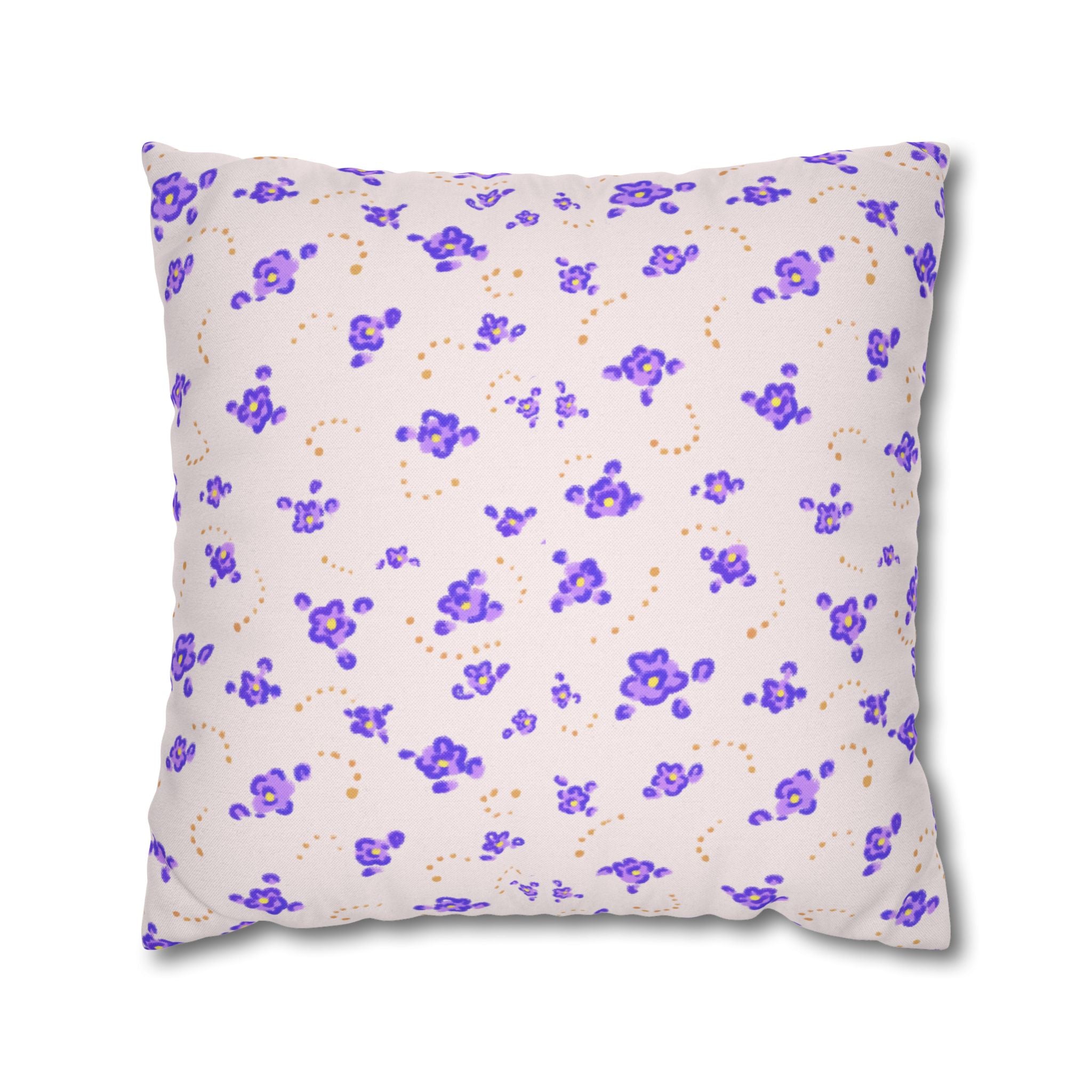 Floral Violet Ditsy Pillowcase - Square Decorative Throw Pillow
