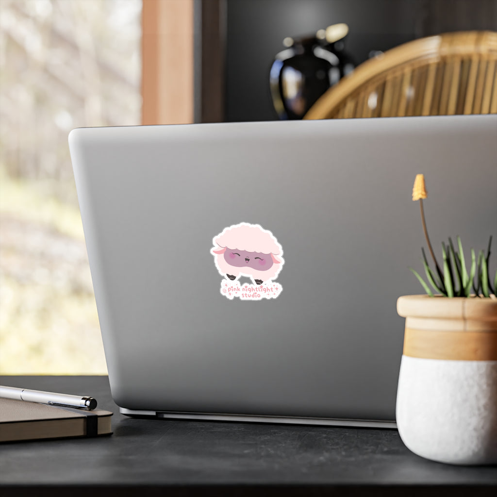 Sammy the Lammy Vinyl Sticker — Kiss-Cut Decal with 'pink nightlight studio' Logo