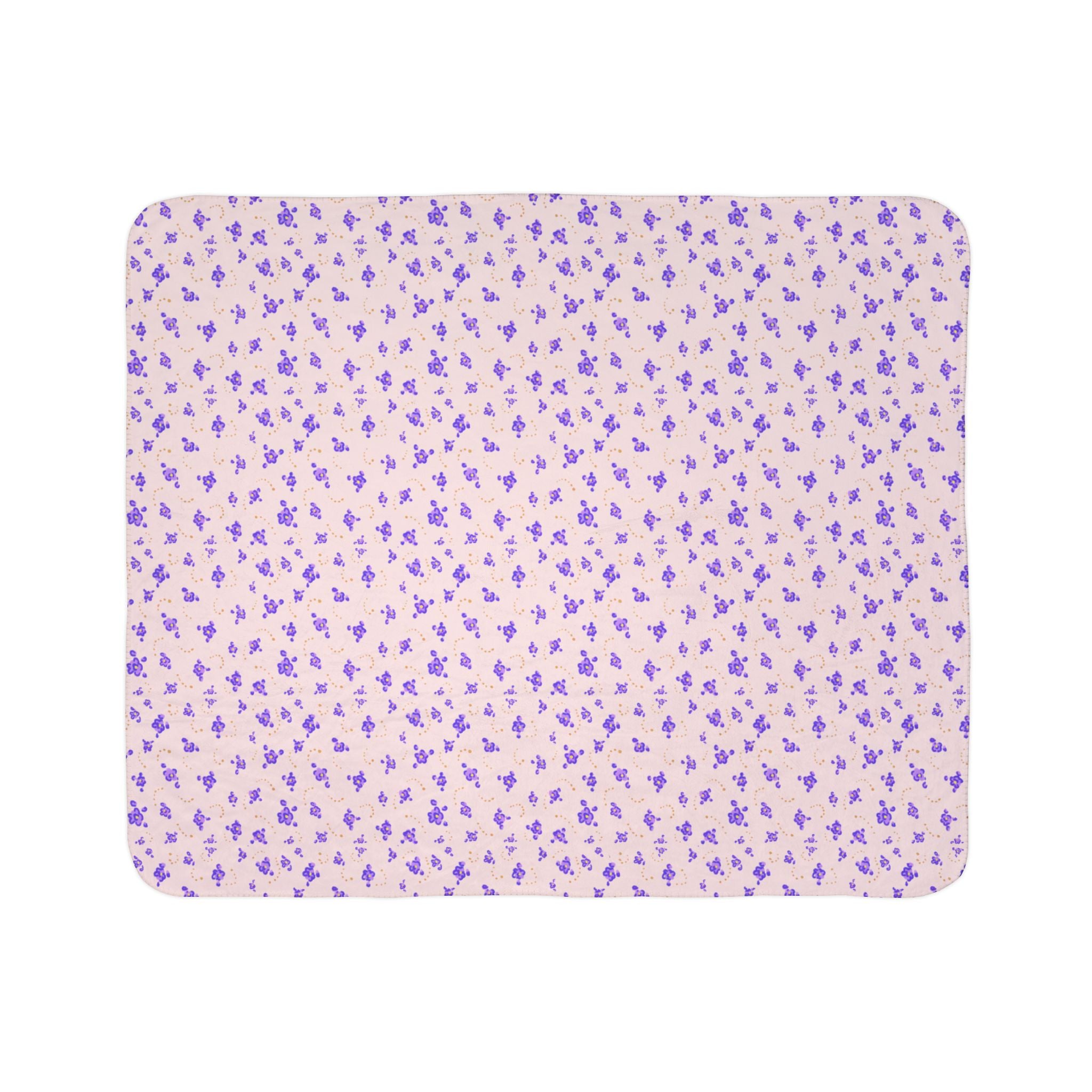 Purple Mini Floral Pattern Fleece Sherpa Blanket | Lavender Ditsy Print