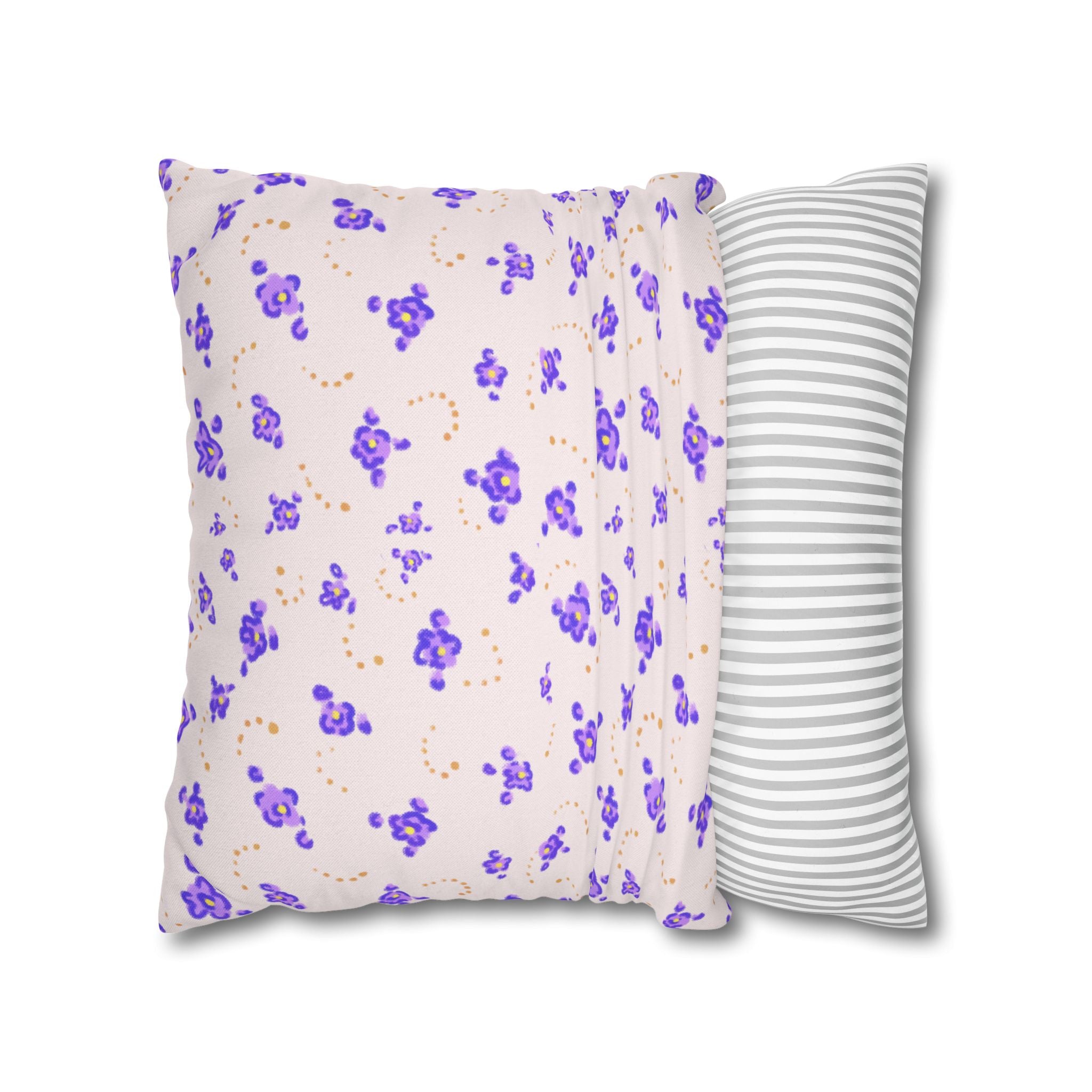 Floral Violet Ditsy Pillowcase - Square Decorative Throw Pillow