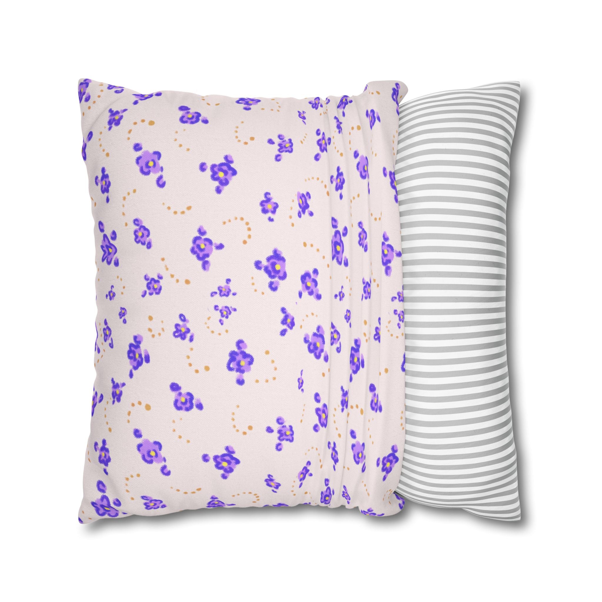 Floral Violet Ditsy Pillowcase - Square Decorative Throw Pillow