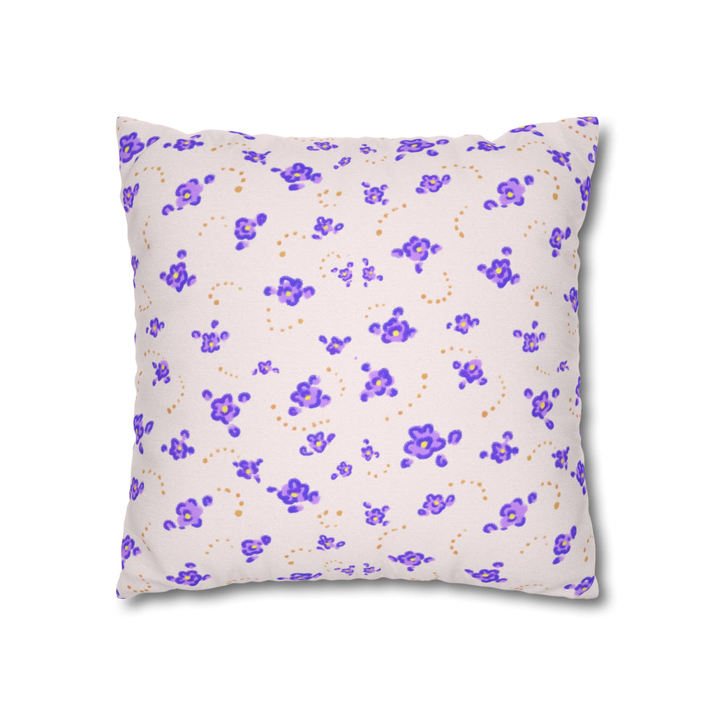 Floral Violet Ditsy Pillowcase - Square Decorative Throw Pillow