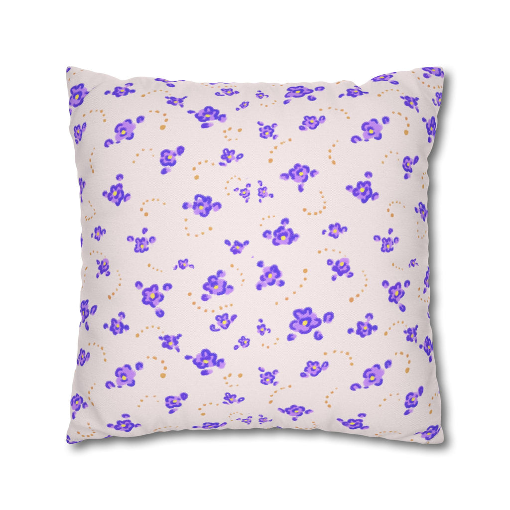 Floral Violet Ditsy Pillowcase - Square Decorative Throw Pillow