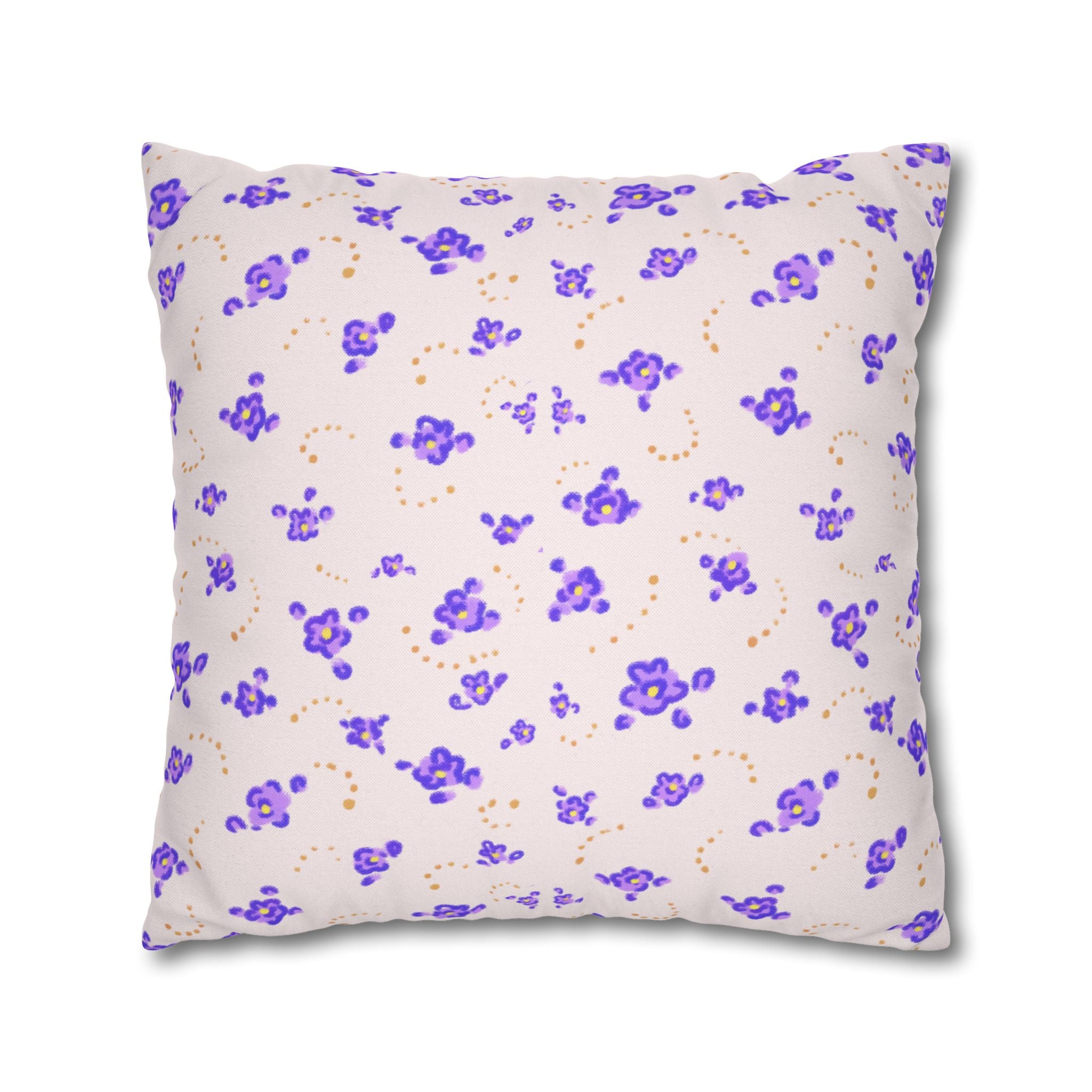 Floral Violet Ditsy Pillowcase - Square Decorative Throw Pillow
