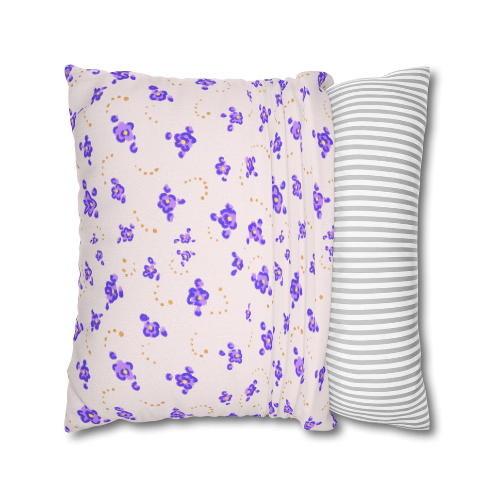 Floral Violet Ditsy Pillowcase - Square Decorative Throw Pillow