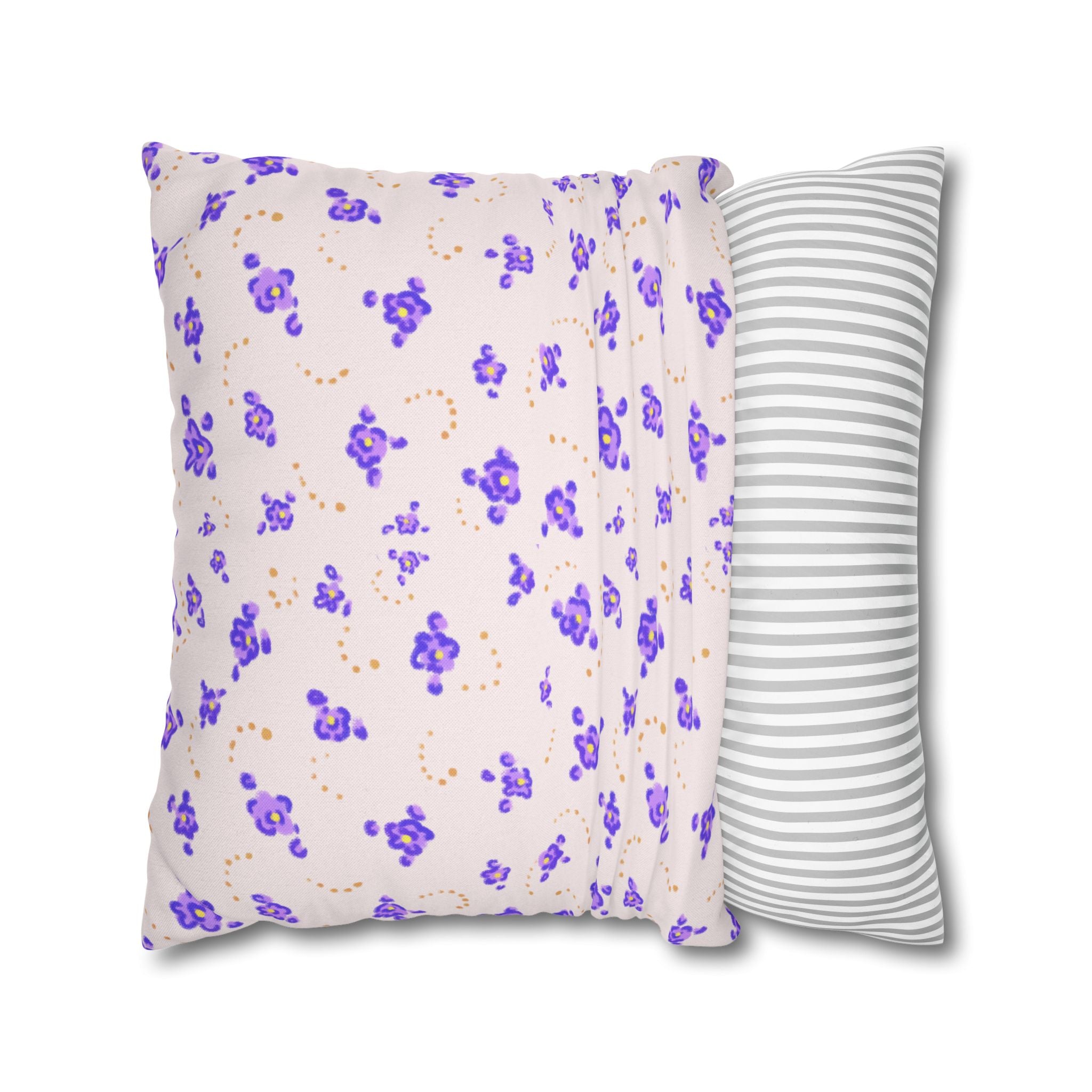 Floral Violet Ditsy Pillowcase - Square Decorative Throw Pillow