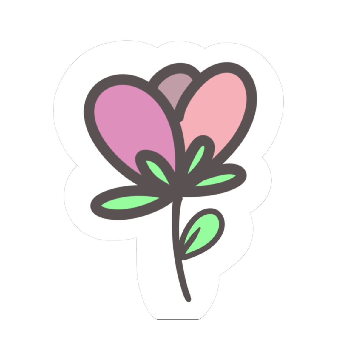 Cute Heart Tulip Flower Sticker — Pastel Floral Kiss-Cut Decal for Laptops & Journals
