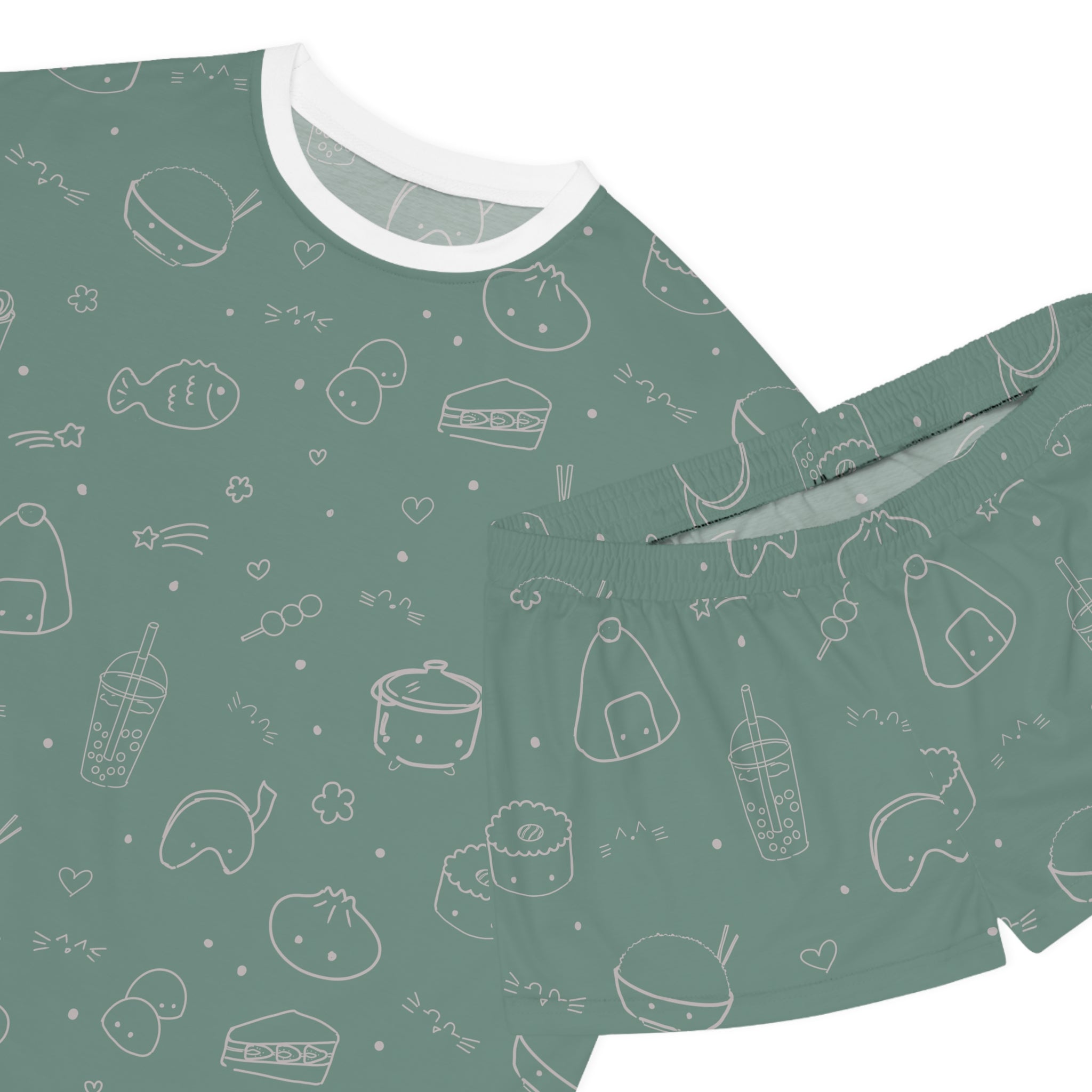 Sushi Kawaii Short Pajama Set – Women's Cute All-Over Print Sleepwear