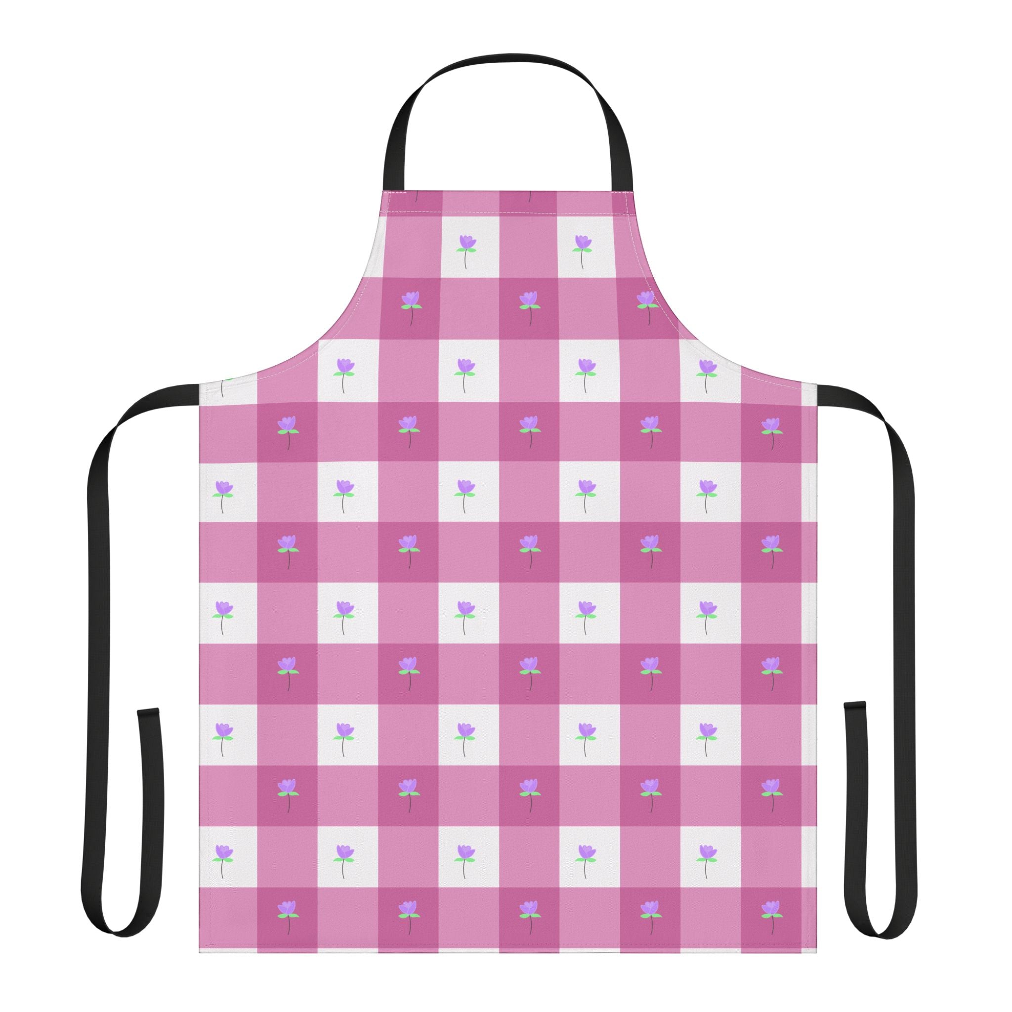 Pink Gingham Tulip Floral Apron
