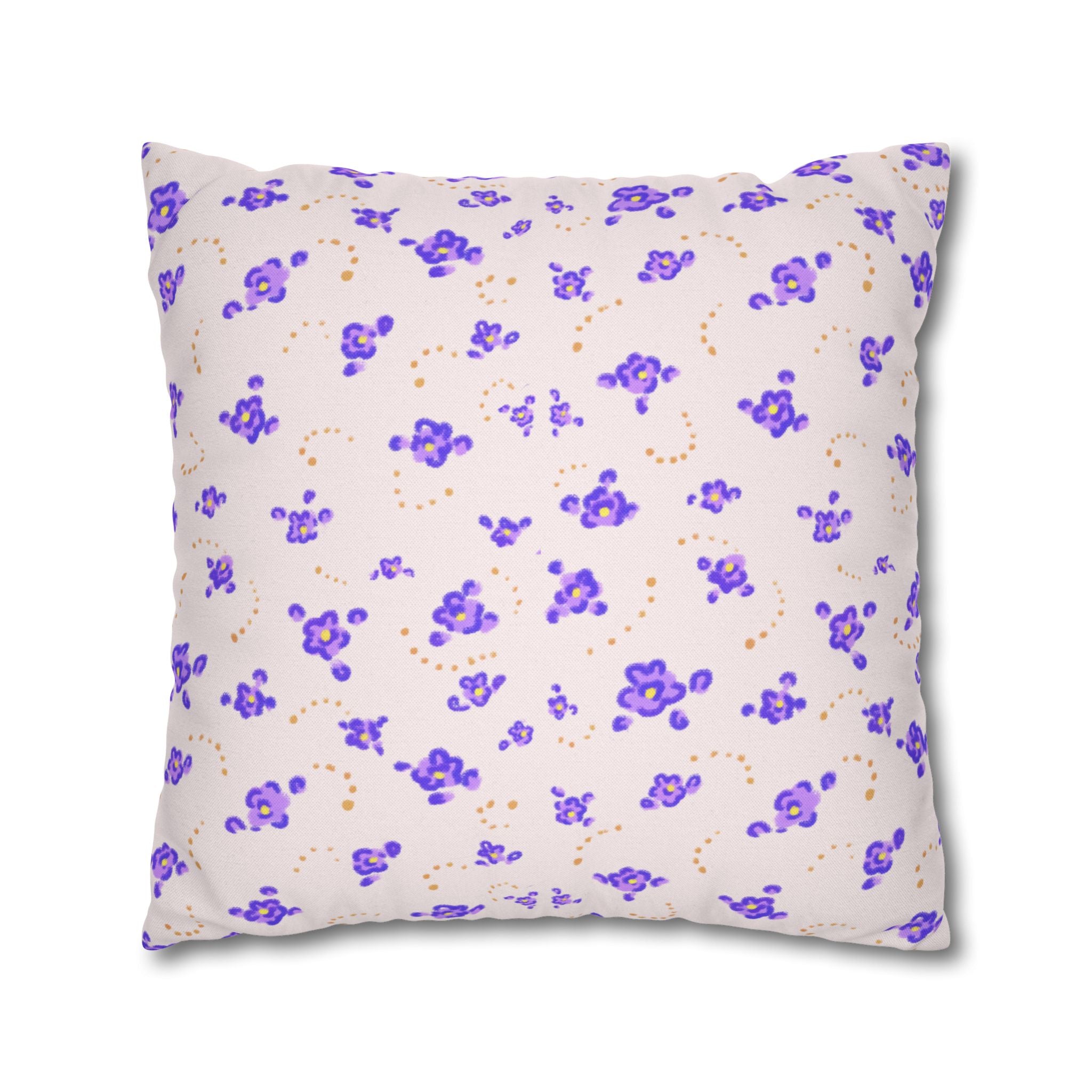 Floral Violet Ditsy Pillowcase - Square Decorative Throw Pillow