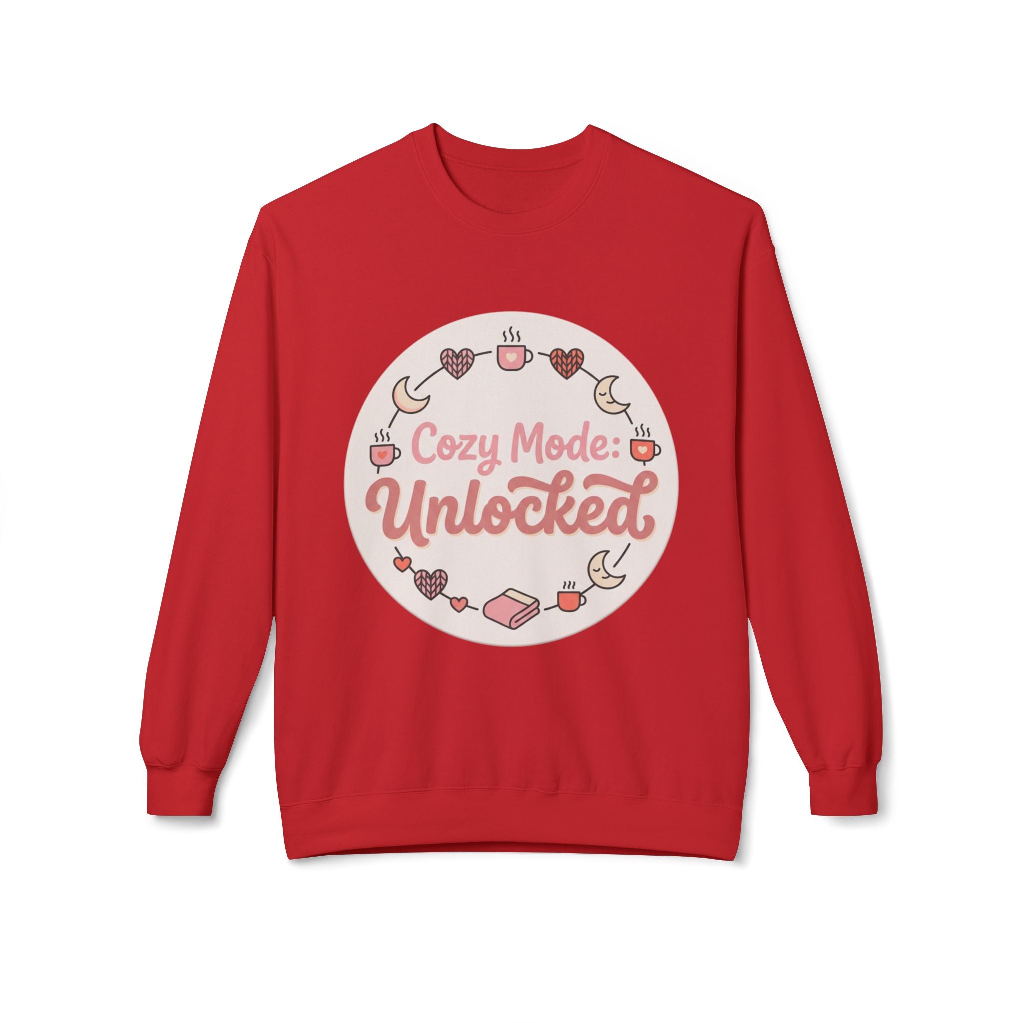 Crewneck Sweatshirt — "Cozy Mode: Unlocked" Cute Pastel Lounge Pullover