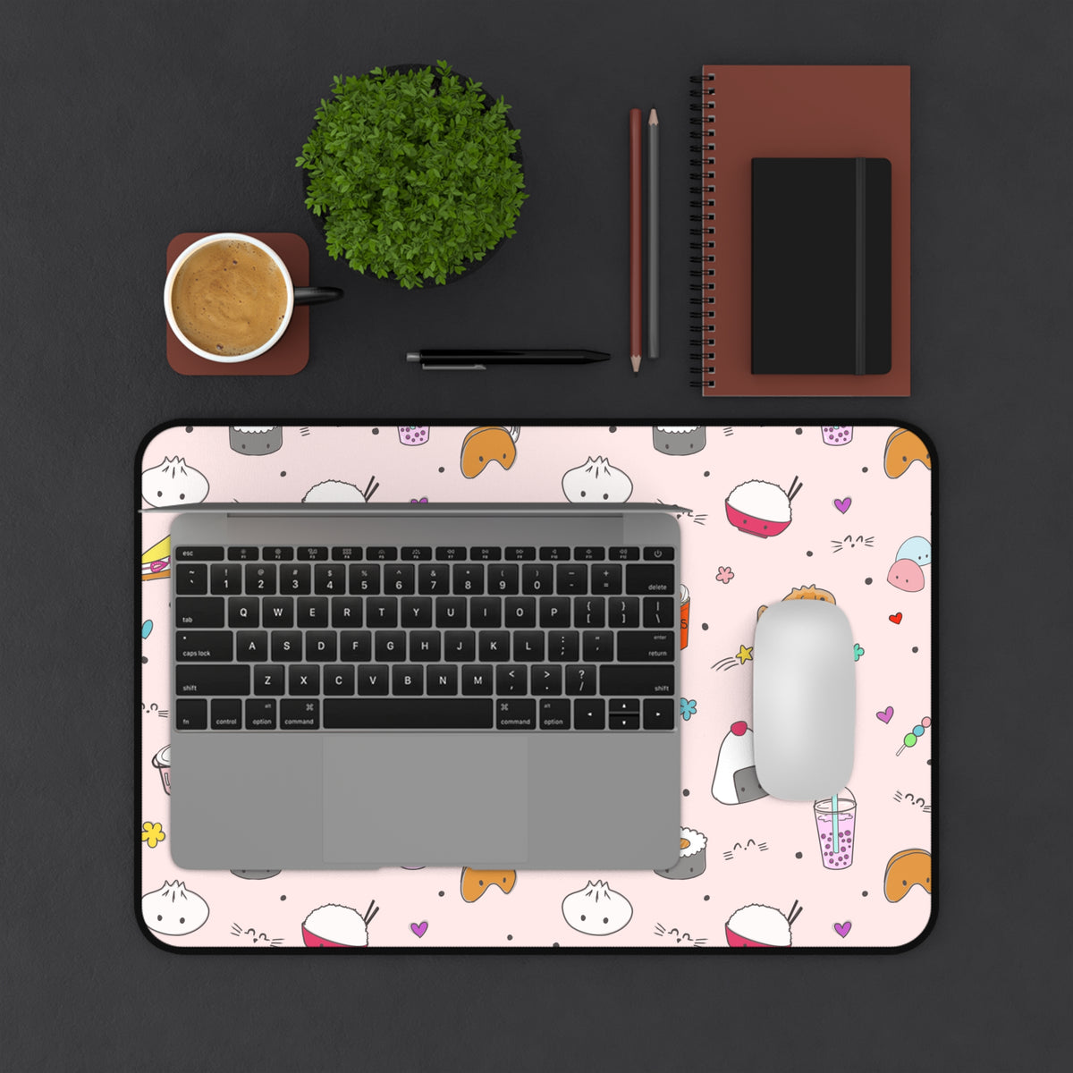 Asian Snacks Large Pink Desk Mat