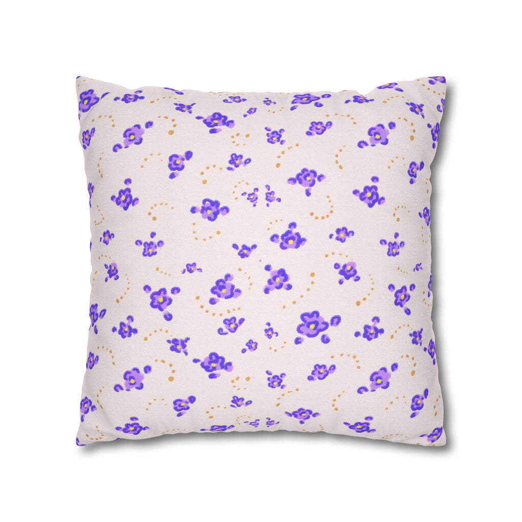 Floral Violet Ditsy Pillowcase - Square Decorative Throw Pillow