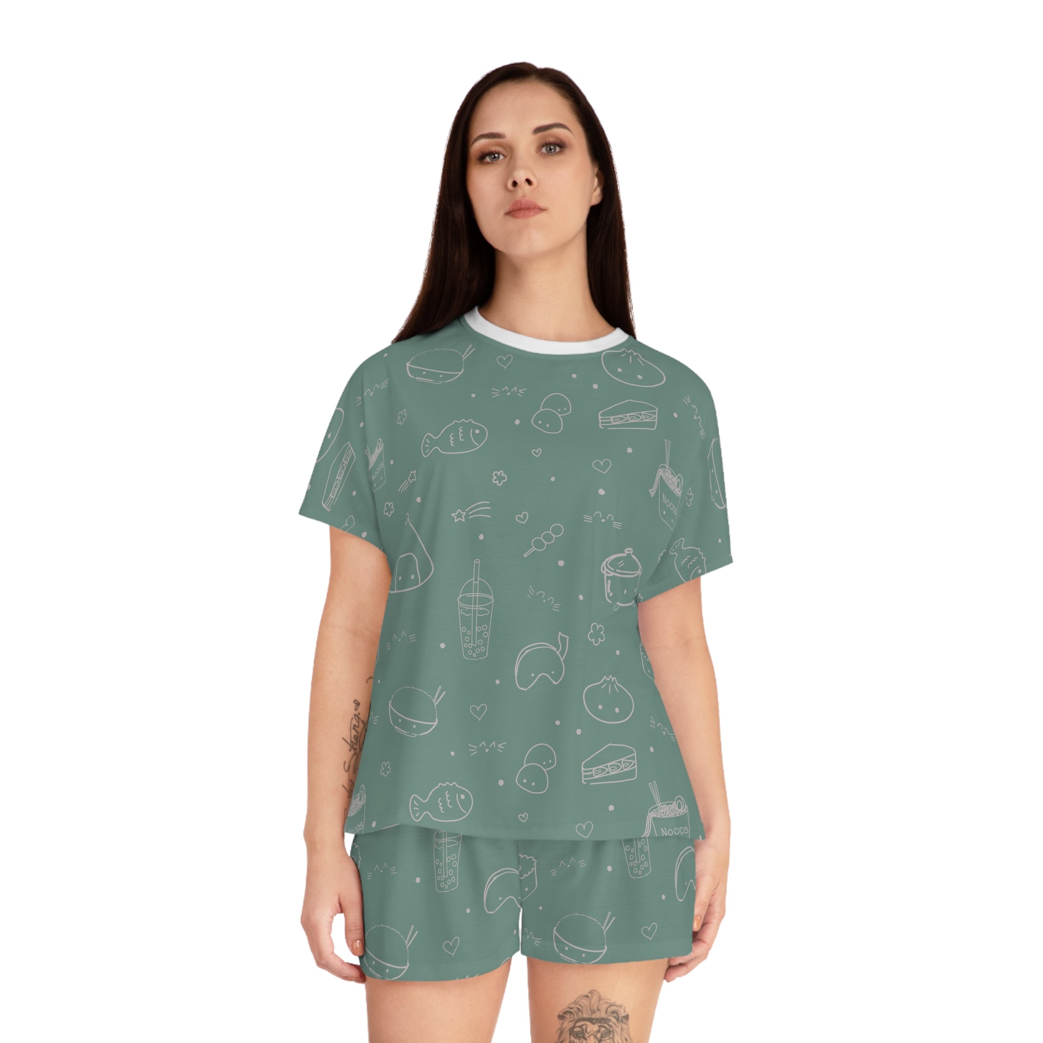 Sushi Kawaii Short Pajama Set – Women's Cute All-Over Print Sleepwear