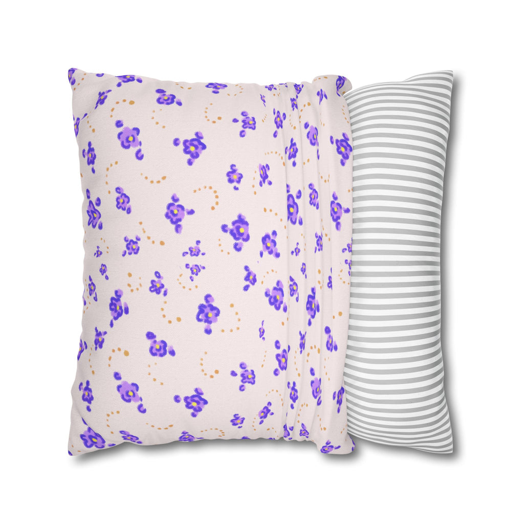 Floral Violet Ditsy Pillowcase - Square Decorative Throw Pillow
