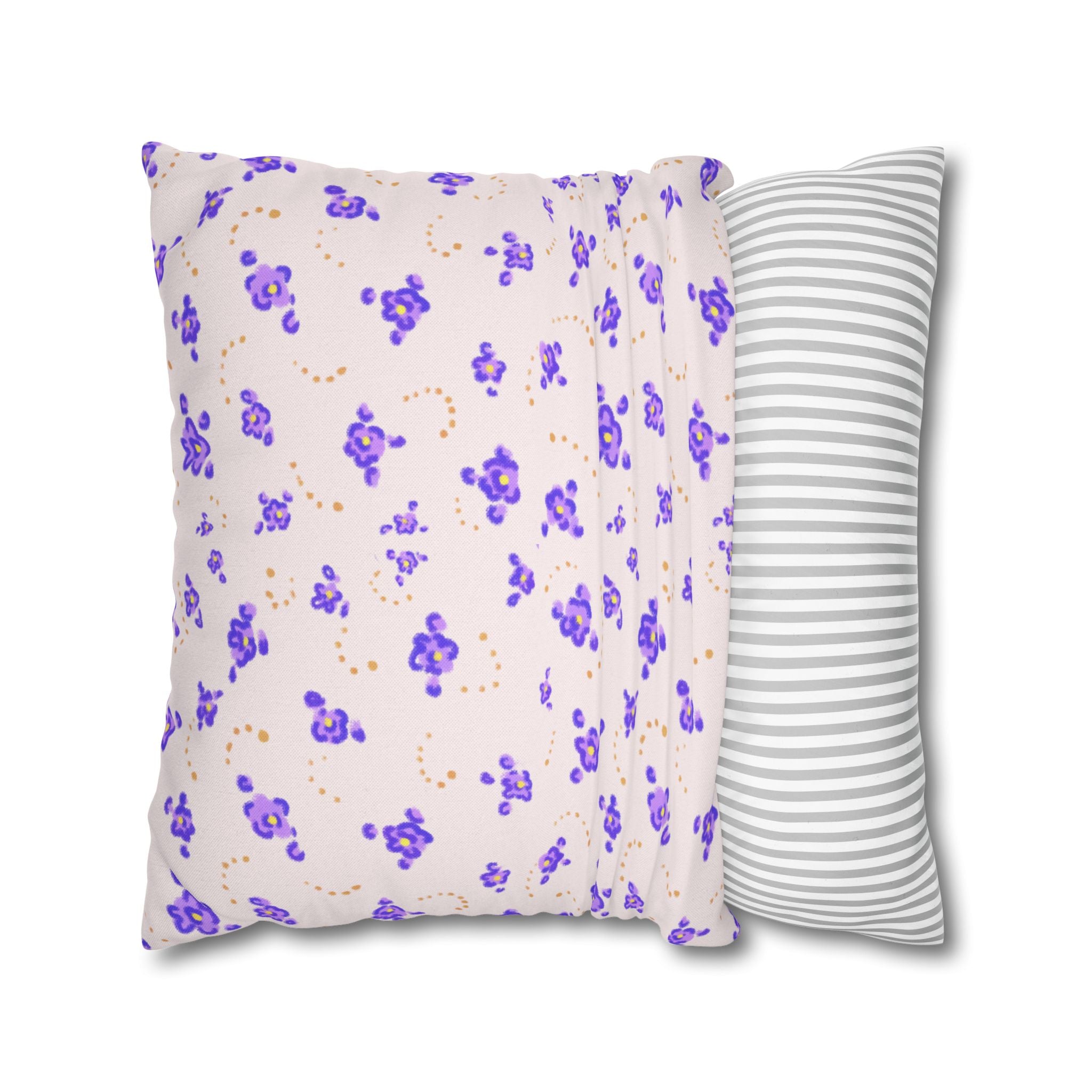 Floral Violet Ditsy Pillowcase - Square Decorative Throw Pillow