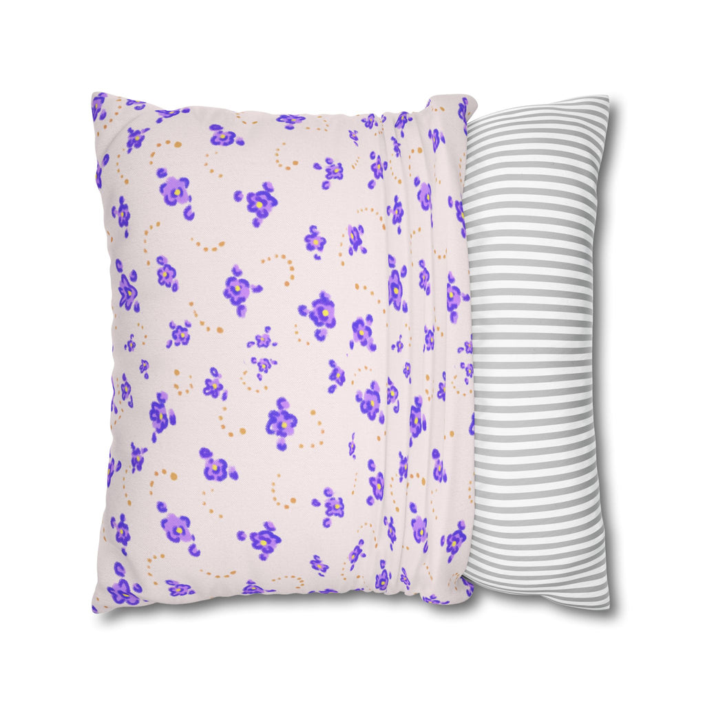 Floral Violet Ditsy Pillowcase - Square Decorative Throw Pillow