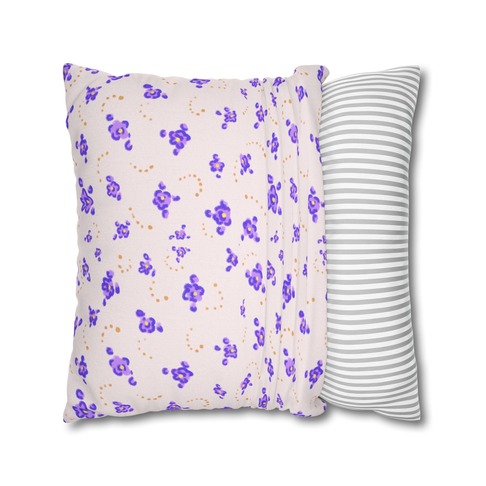 Floral Violet Ditsy Pillowcase - Square Decorative Throw Pillow