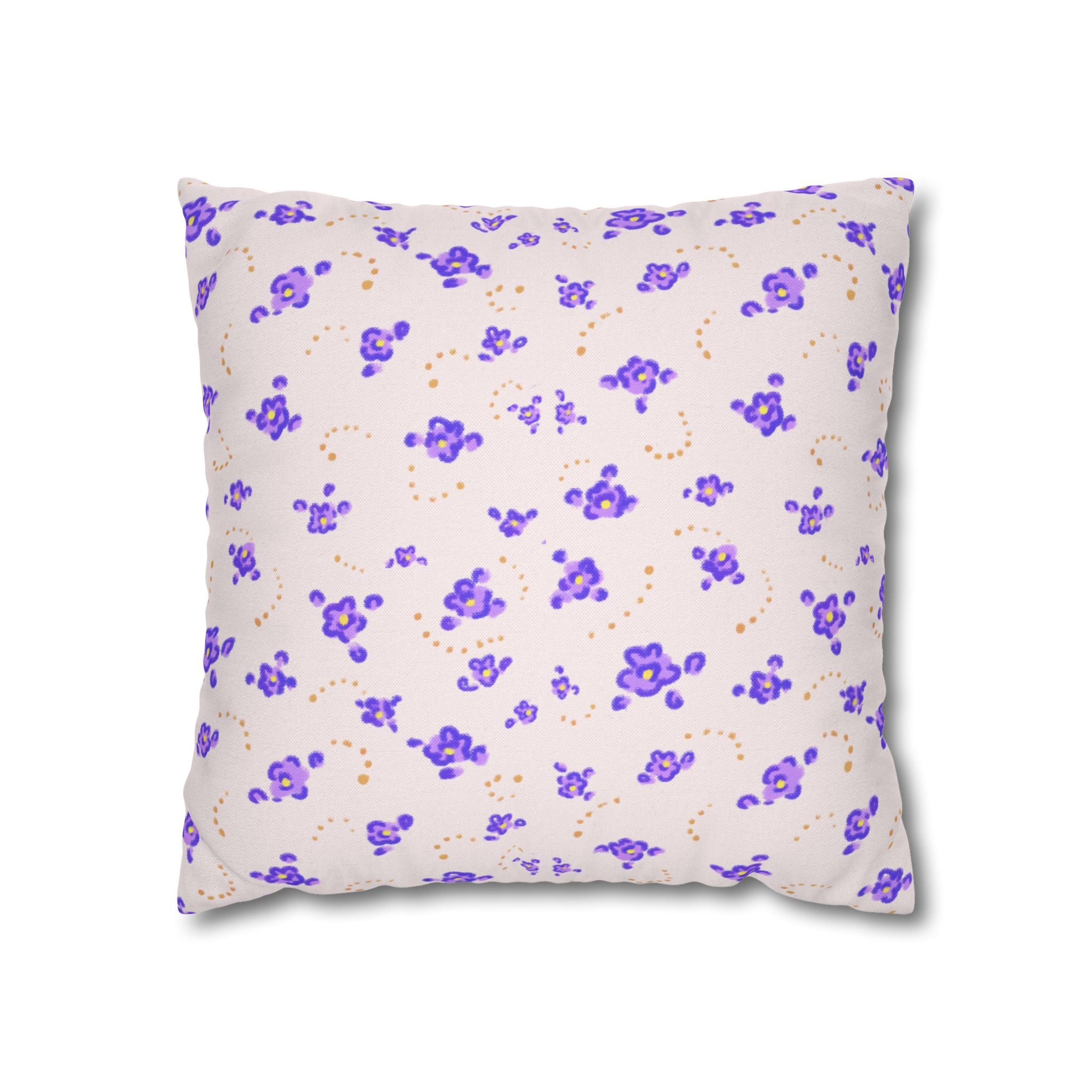Floral Violet Ditsy Pillowcase - Square Decorative Throw Pillow