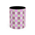 Purple Heart Gingham Coffee Mug — Pink & Lavender Ceramic