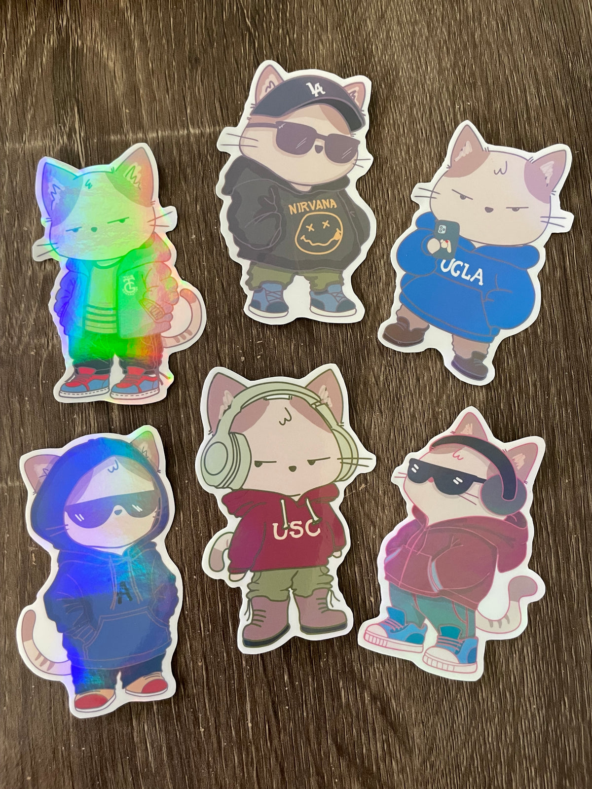 Ishi the Cat Streetwear Sticker Pack: Holographic California Vibes Decal
