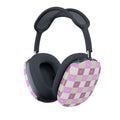 AirPods Max Case — Pastel Pink Checkered Shell with Tiny Hearts