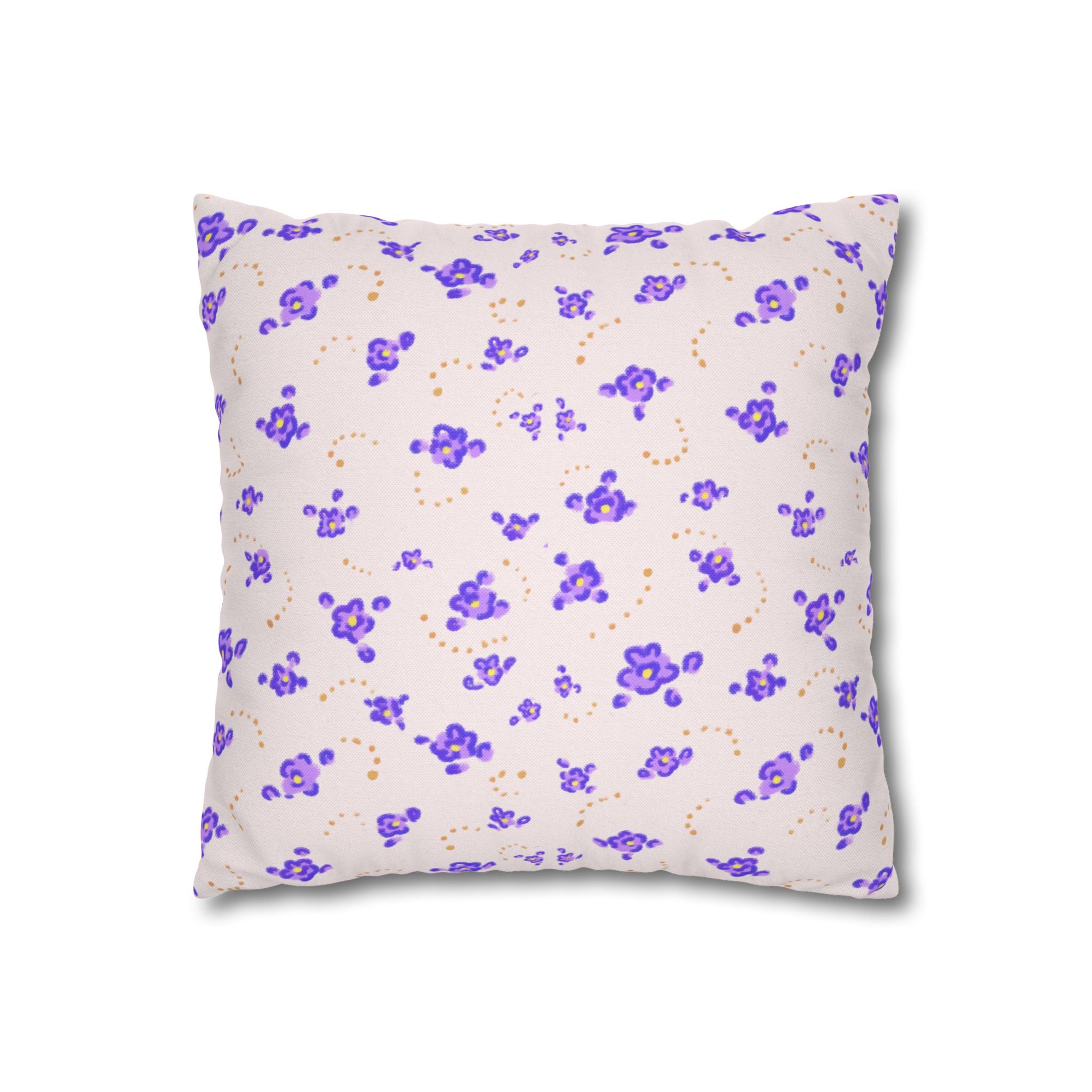 Floral Violet Ditsy Pillowcase - Square Decorative Throw Pillow