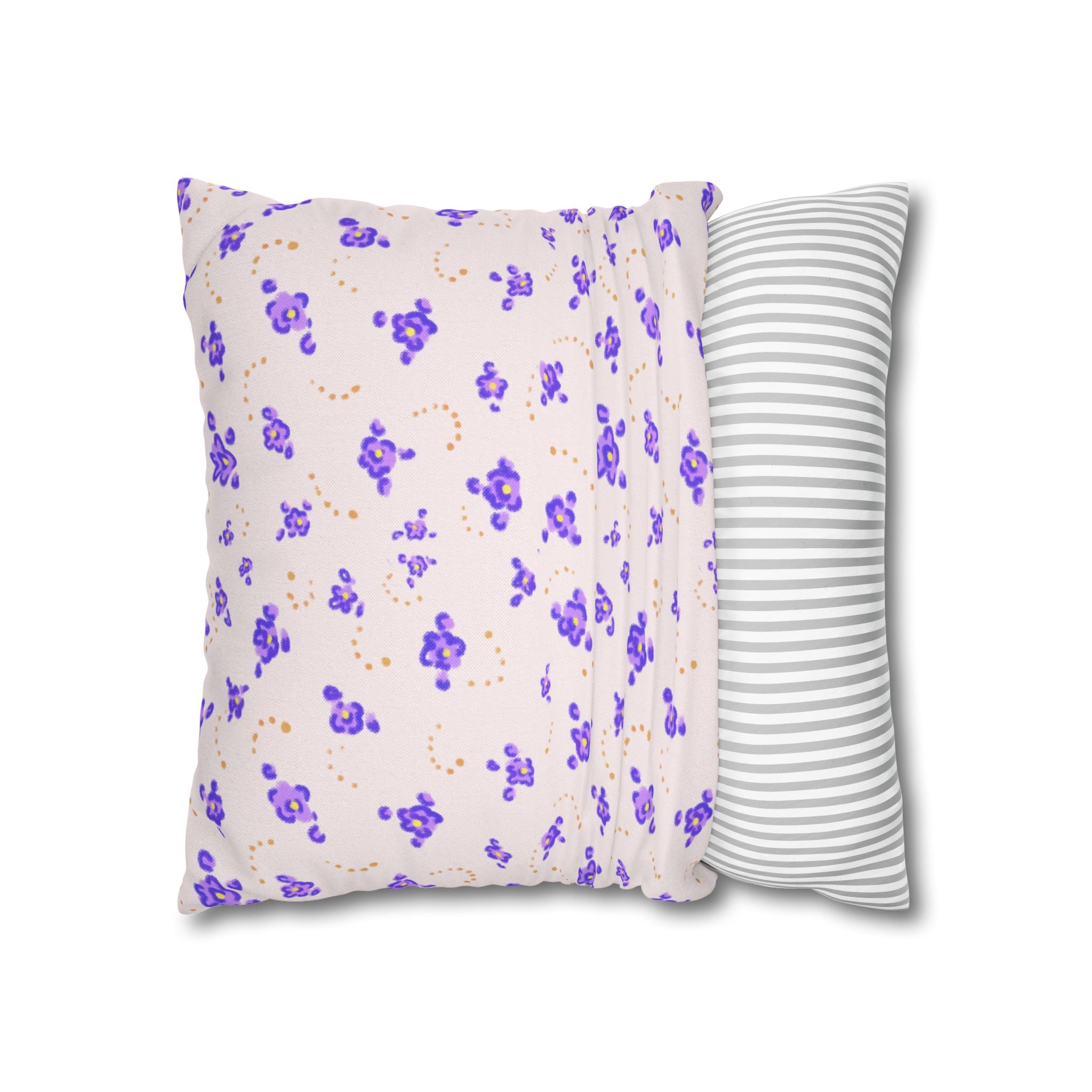 Floral Violet Ditsy Pillowcase - Square Decorative Throw Pillow