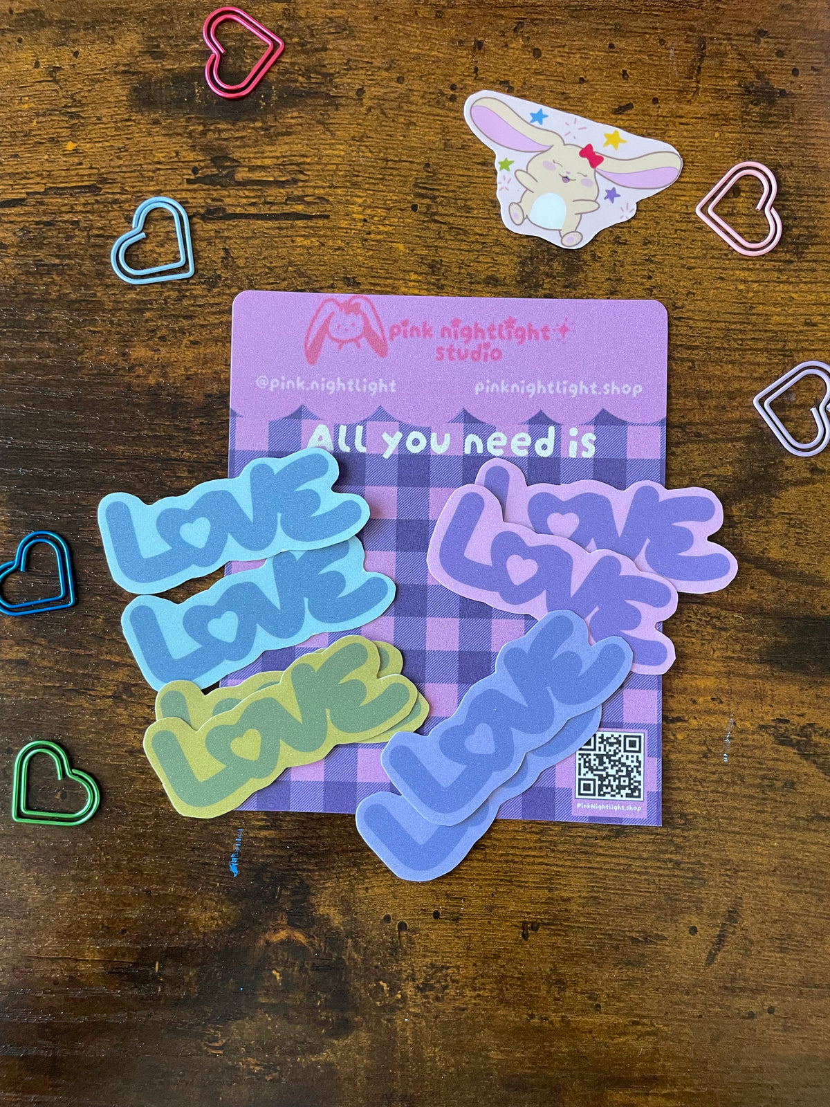 Retro Pastel "Love" Matte Glitter Vinyl Sticker Pack (8-Piece Set)
