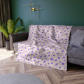 Cozy Crushed Velvet Blanket - Lavender Floral Plush Throw