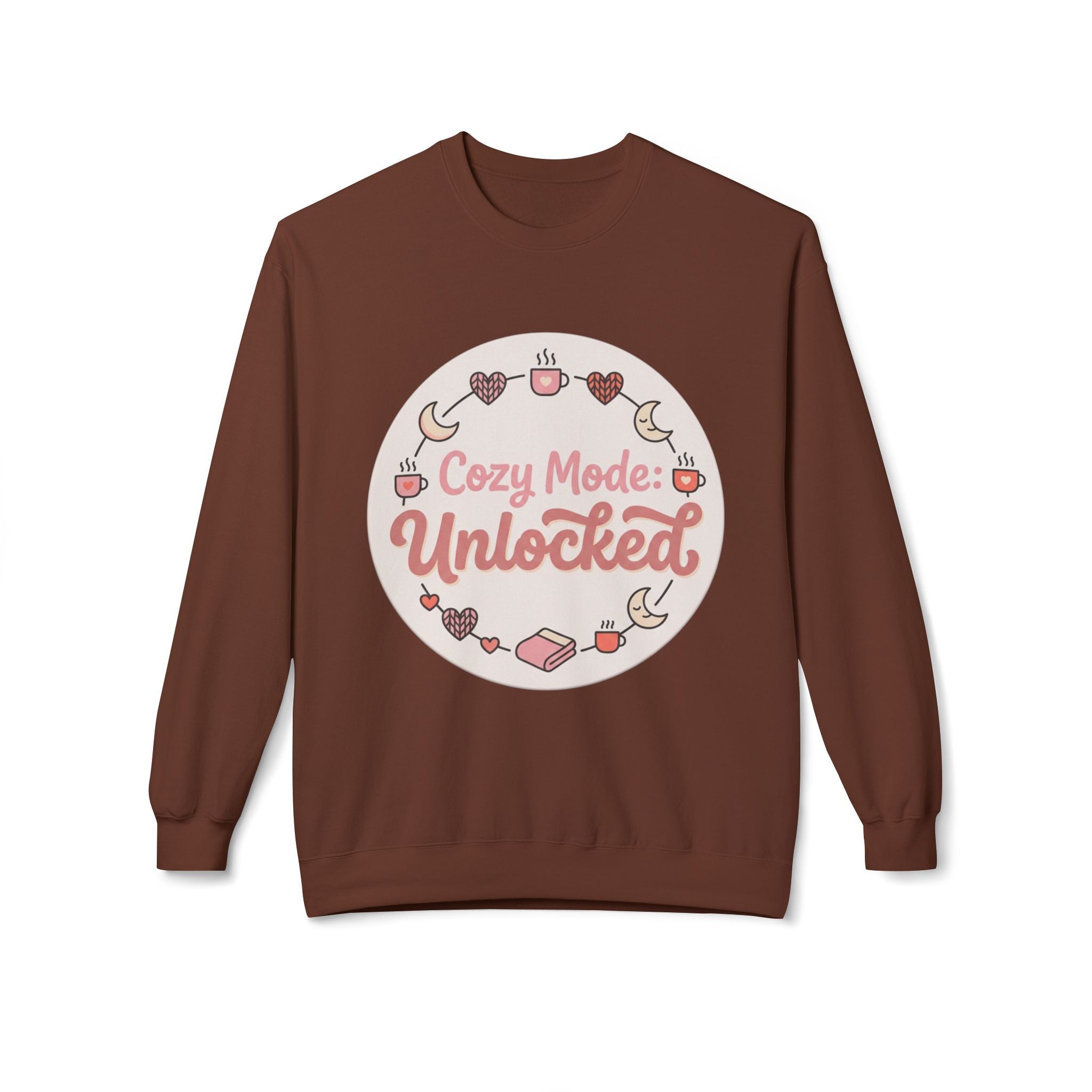 Crewneck Sweatshirt — "Cozy Mode: Unlocked" Cute Pastel Lounge Pullover