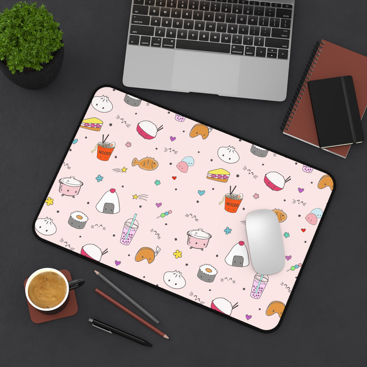 Asian Snacks Large Pink Desk Mat