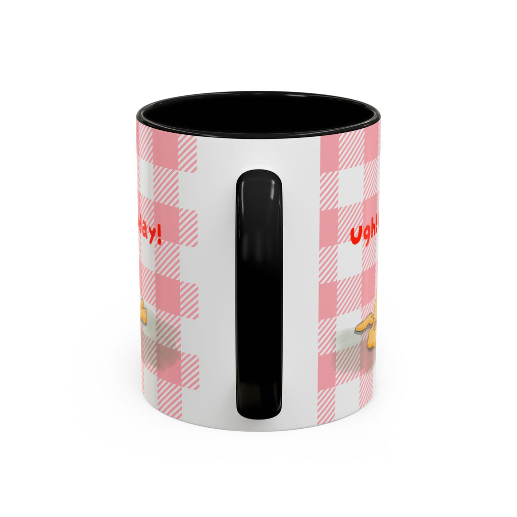Coffee Mug — "Ugh! Not Today" Cute Lazy Bonnie Pink Check Plaid Accent Mug (11/15oz)