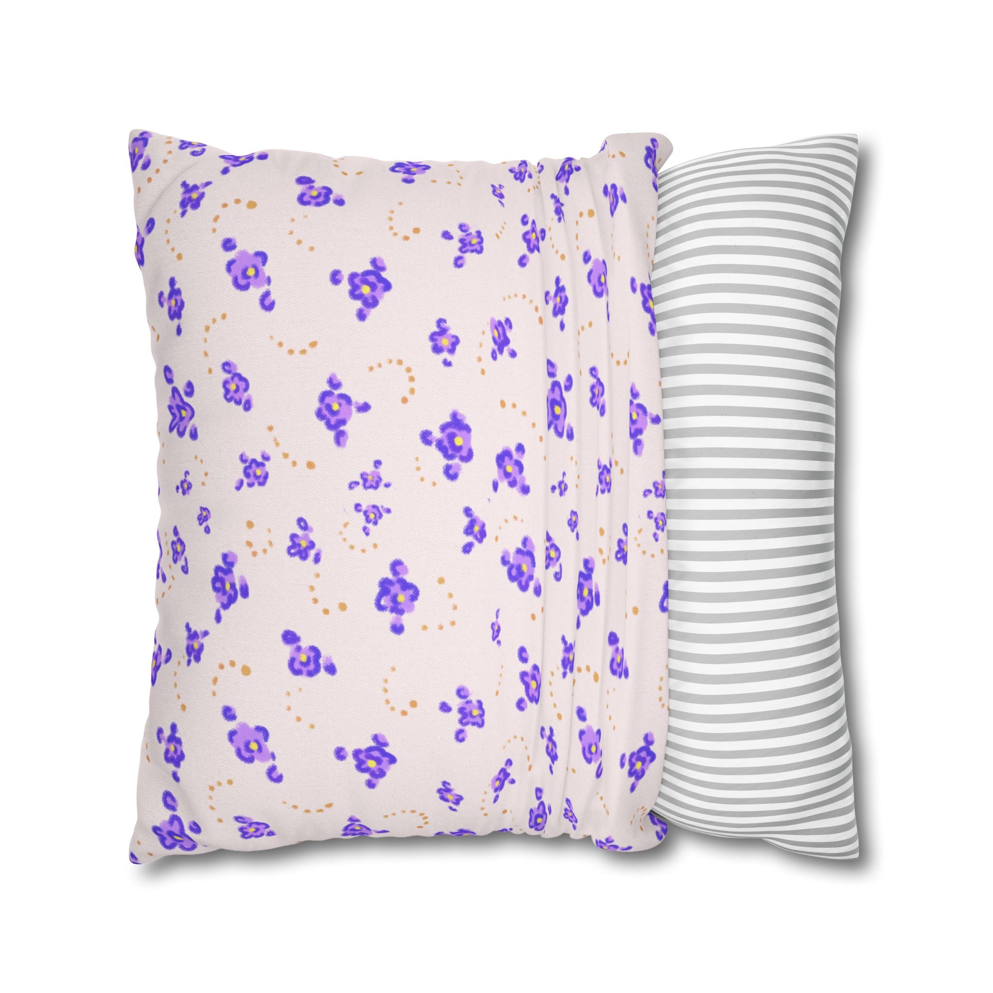 Floral Violet Ditsy Pillowcase - Square Decorative Throw Pillow