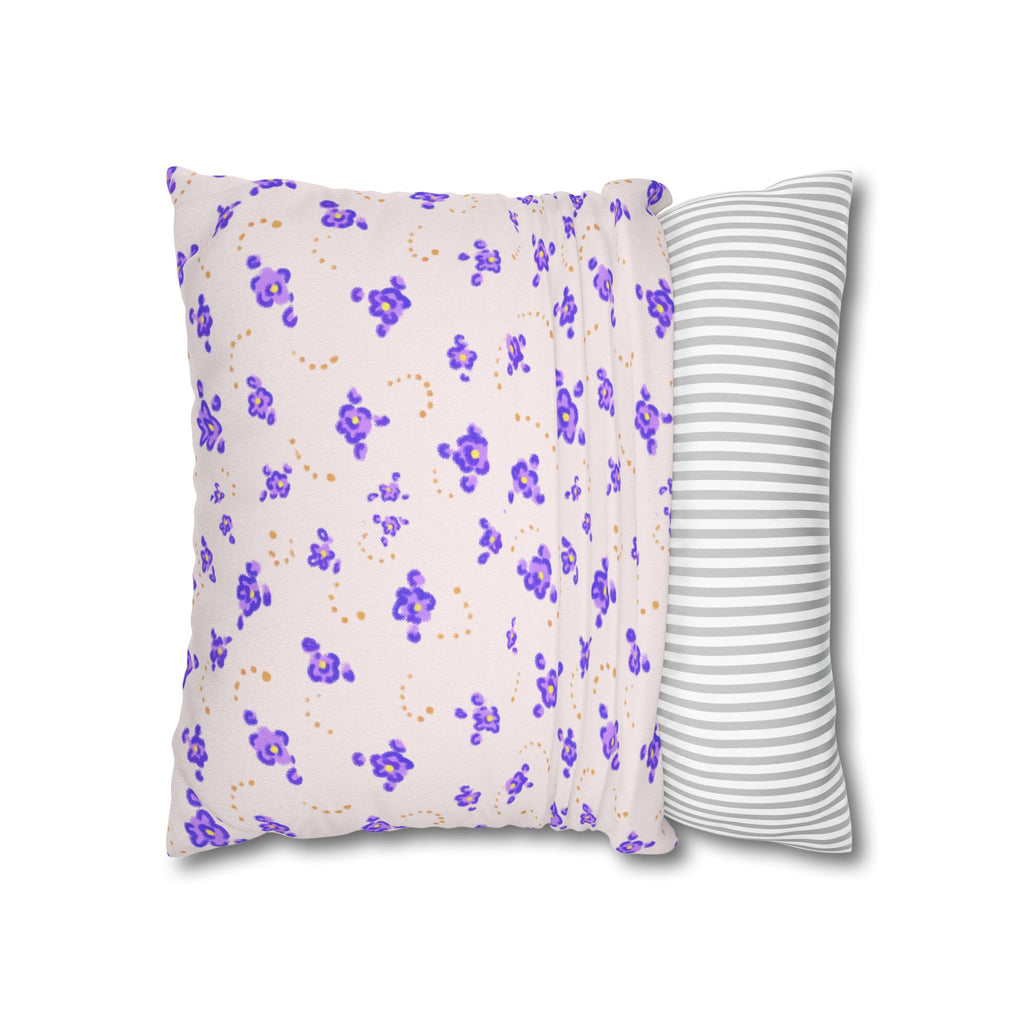 Floral Violet Ditsy Pillowcase - Square Decorative Throw Pillow
