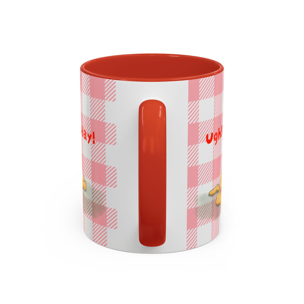 Coffee Mug — "Ugh! Not Today" Cute Lazy Bonnie Pink Check Plaid Accent Mug (11/15oz)