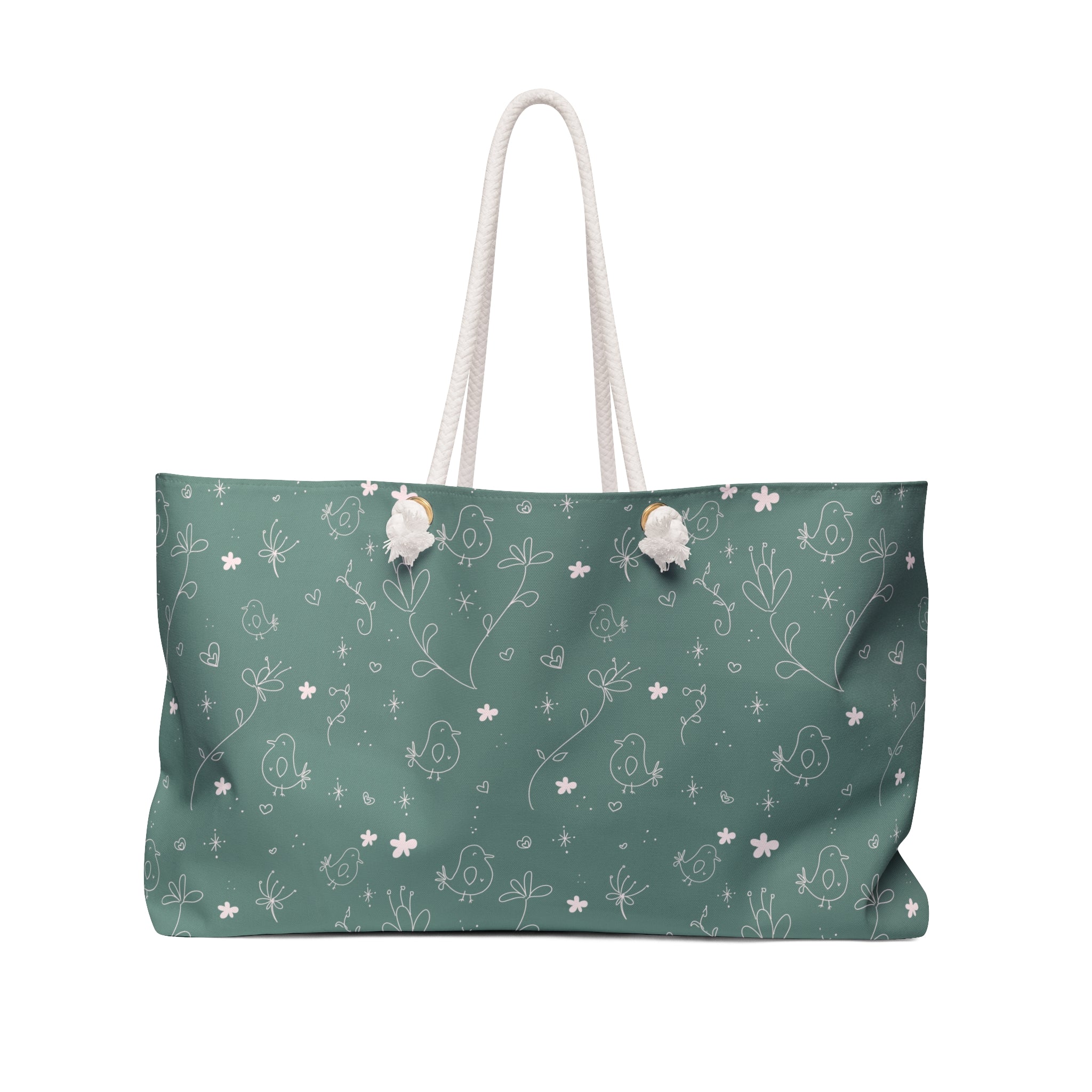 Bird and Floral Print Weekender Bag