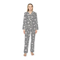 Women's Satin Pajamas — Grey Floral Satin Sleep Set
