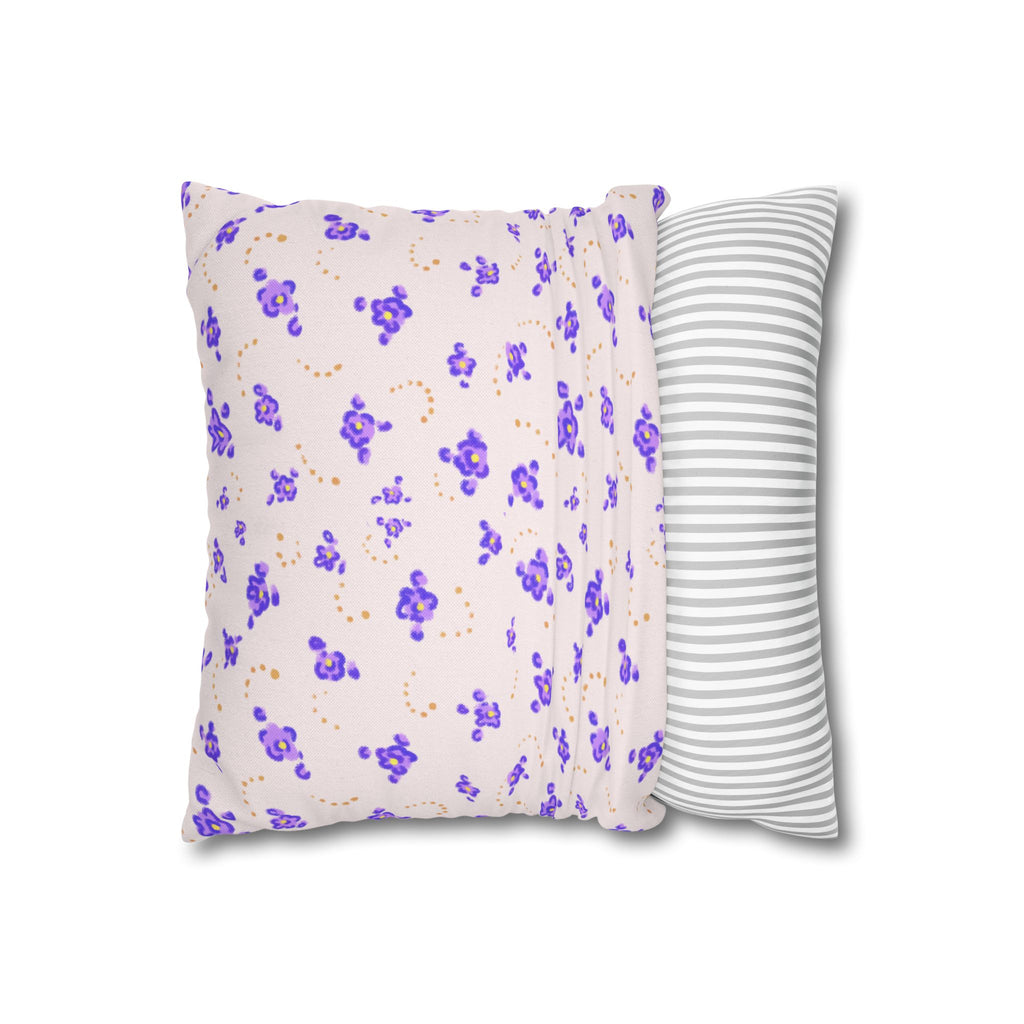 Floral Violet Ditsy Pillowcase - Square Decorative Throw Pillow