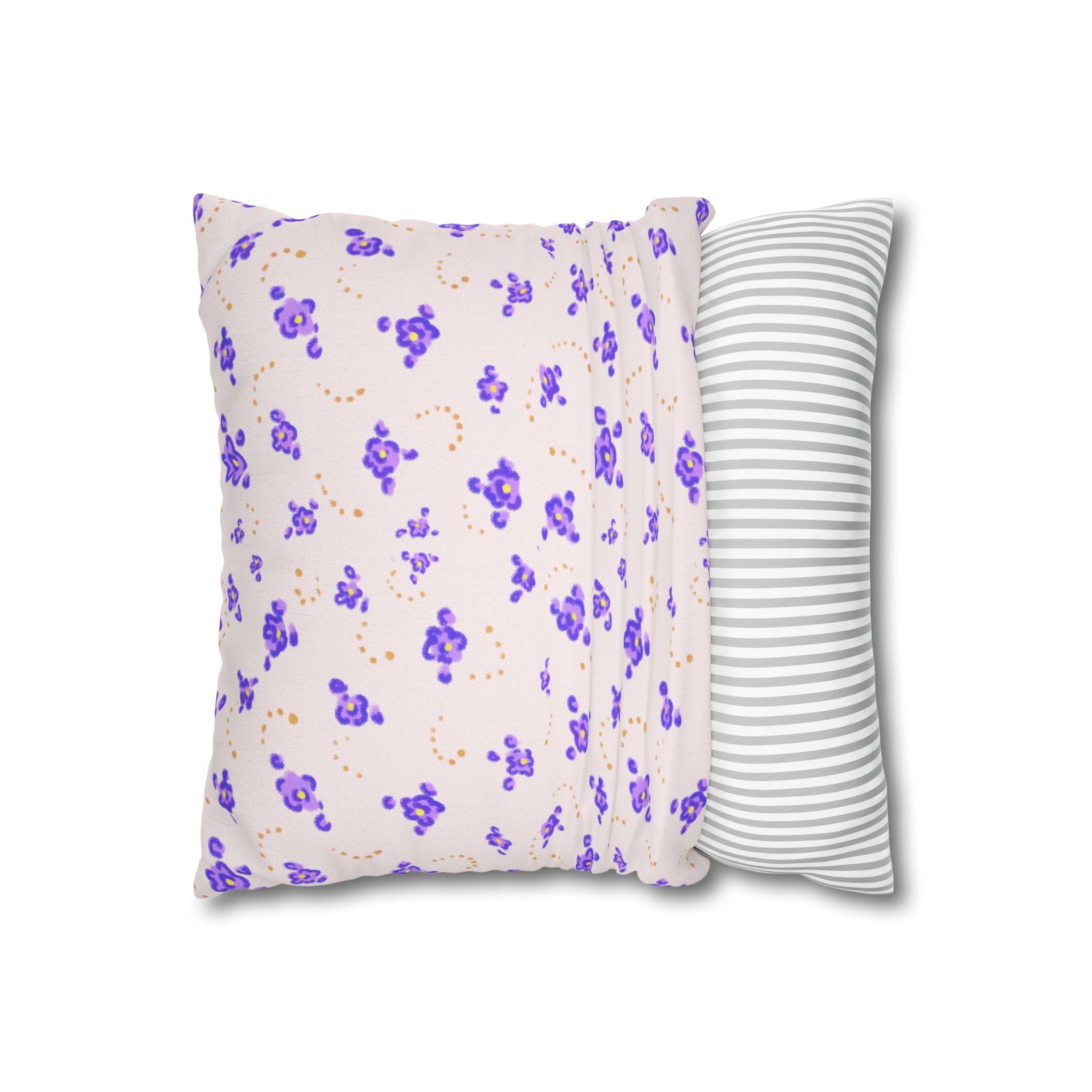 Floral Violet Ditsy Pillowcase - Square Decorative Throw Pillow