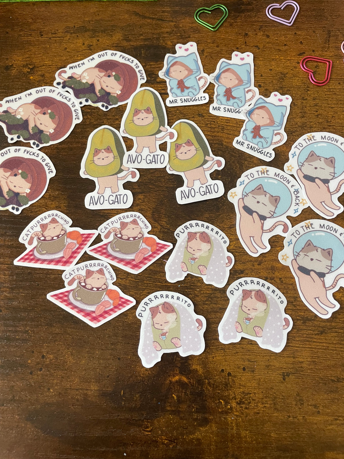 🐾 Kawaii Cat Pun Vinyl Sticker Flakes Pack Sticker Flakes (18-Piece Set)