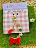 Handmade Bonnie's Red Ribbon Acrylic Bag Charm | Coquette Bow Keychain Accessory