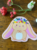 Flower Crown Bonnie Vinyl Sticker – 3.25" Hand-Illustrated Cute Bunny Sticker